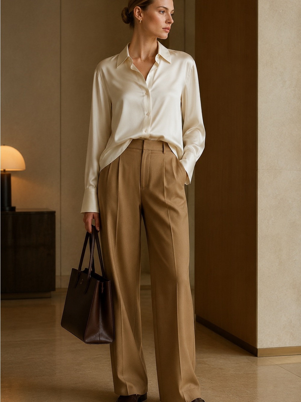 Frame Cream Silk Button-Down Blouse